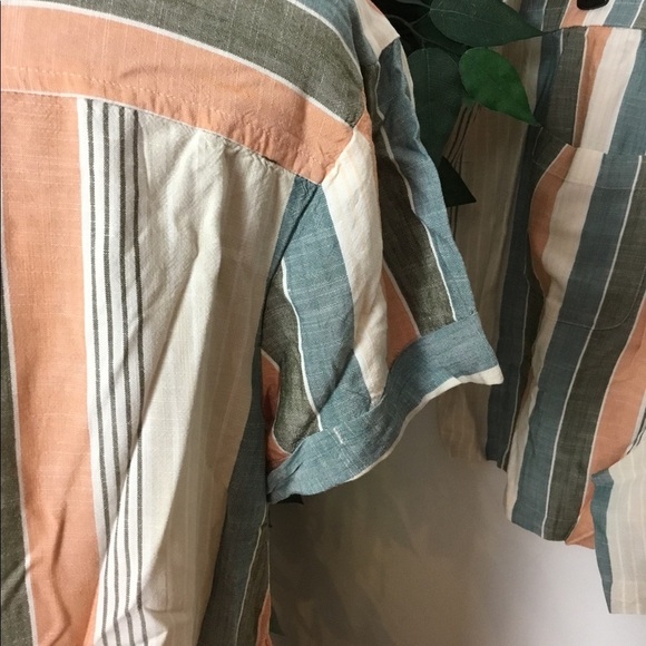 SONOMA 5X multi color stripe drop shoulder camp shirt and short set - Picture 5 of 16